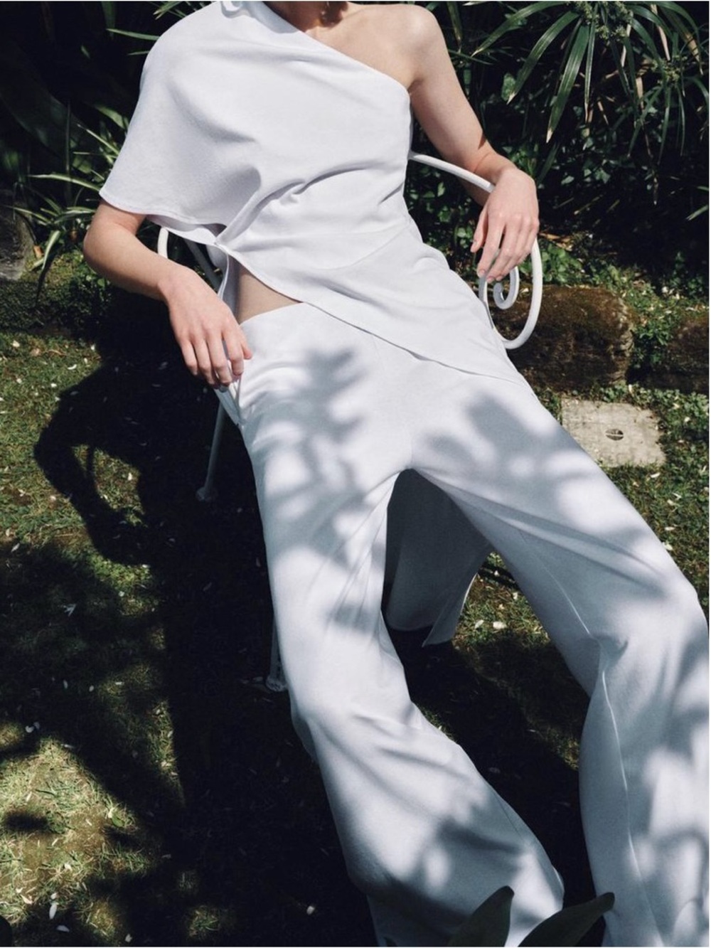 ZARA One-Shoulder White Asymmetric Long Top - Size S - NEW - Picture 8 of 8